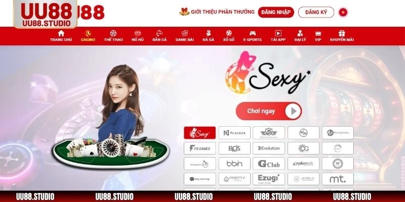 Sảnh casino tại UU88 hợp tác với các đối tác lớn